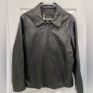 Eddie Bauer Vintage Leather Zip-Up Overcoat